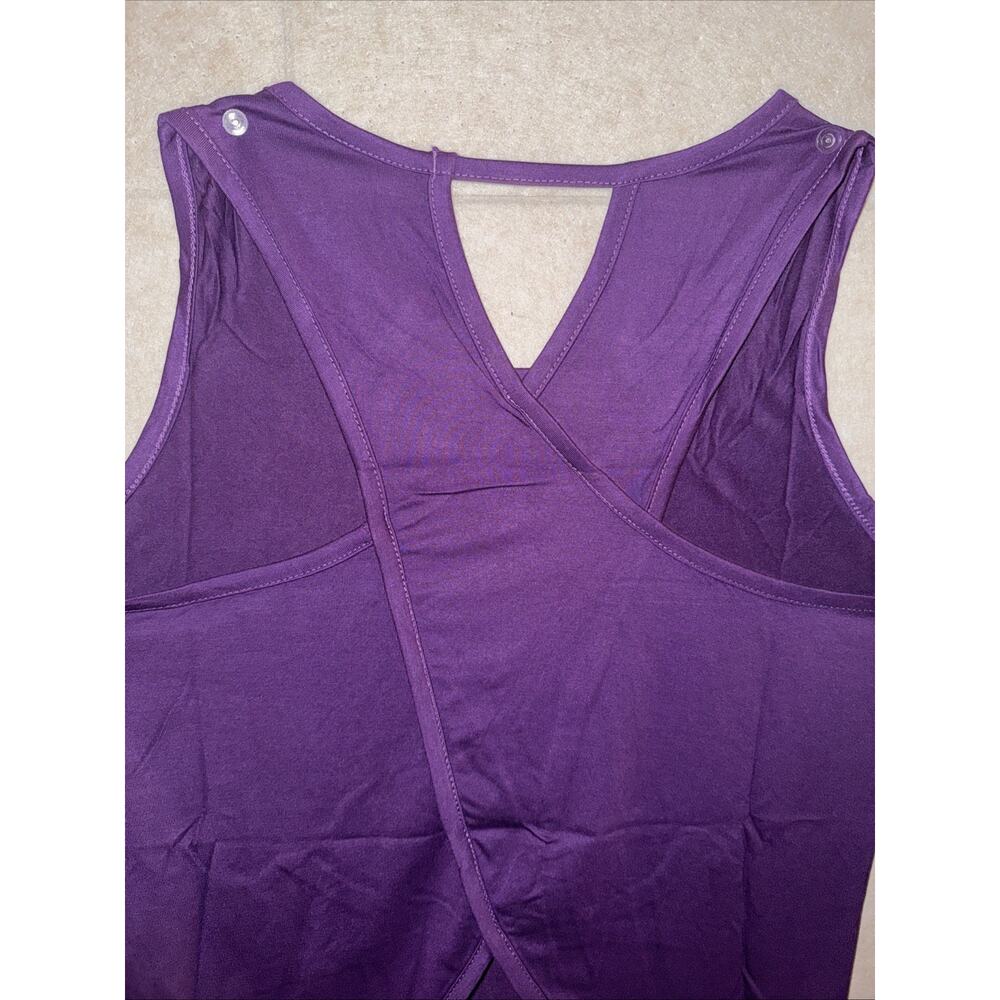 NWT AS ROSE RICH Workout Tank Women Yoga Crossover Racerback M Deep Purple - Picture 2 of 6